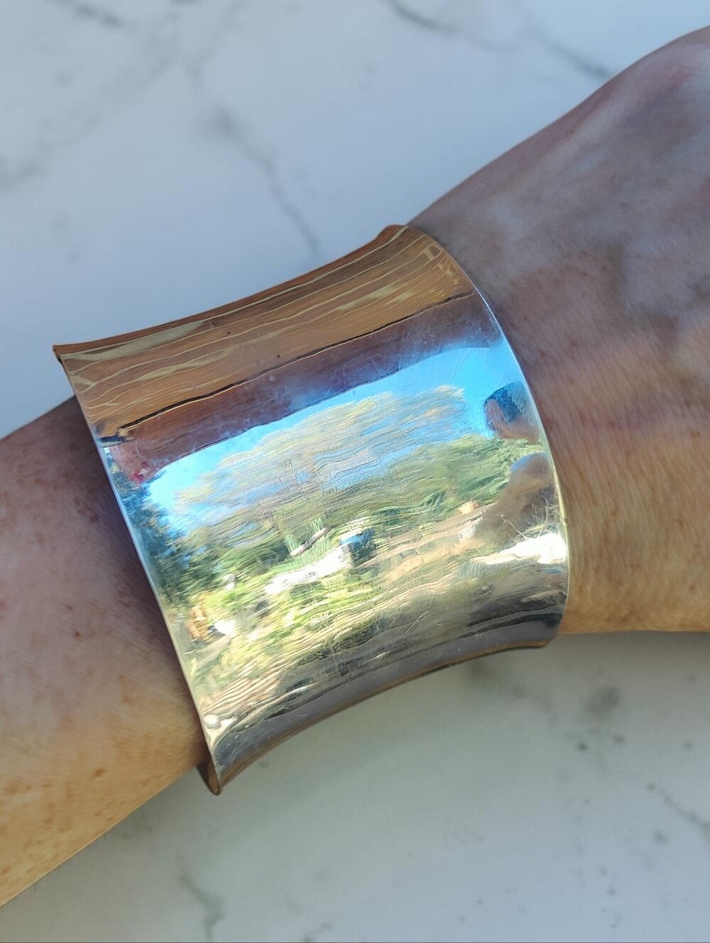 Vintage Wide Sterling Silver Taxco Cuff Bracelet